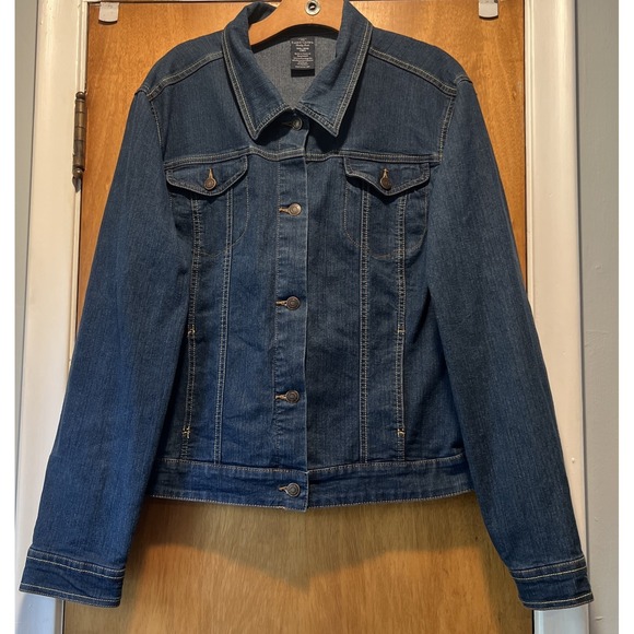 Faded Glory XXL blue denim multi pockets button down long sleeve jacket - Picture 1 of 11